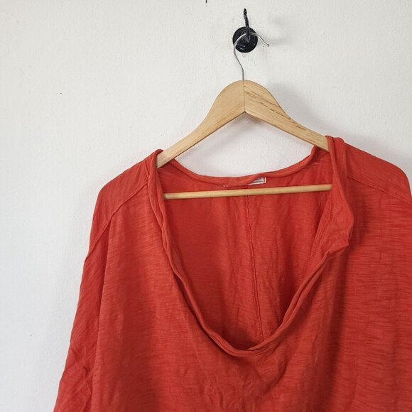 Womens We The Free Orange Flowy Large Shirt - Picture 2 of 7